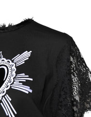 Dolce & Gabbana Black Lace Sheer Sacred Heart Crew Neck Top -   -  Dolce & Gabbana.