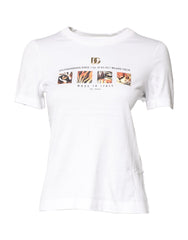 Dolce & Gabbana White Cotton Graphic Print Crew Neck T-shirt -   -  Dolce & Gabbana.