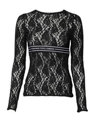 Dolce & Gabbana Black Floral Lace Long Sleeves Pullover Top -   -  Dolce & Gabbana.