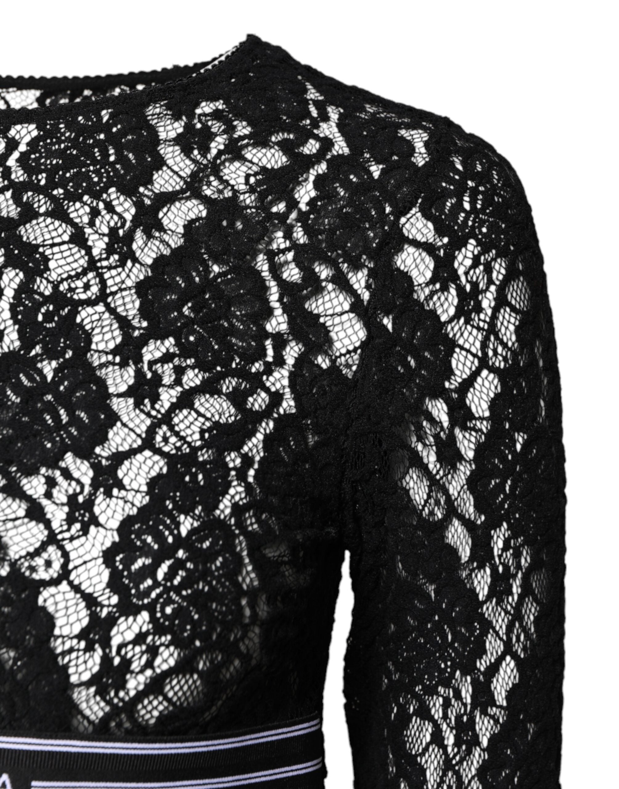 Dolce & Gabbana Black Floral Lace Long Sleeves Pullover Top -   -  Dolce & Gabbana. Dolce & Gabbana Black Floral Lace Long Sleeves Pullover Top -   -  Dolce & Gabbana.