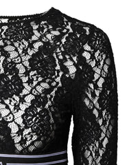 Dolce & Gabbana Black Floral Lace Long Sleeves Pullover Top -   -  Dolce & Gabbana.