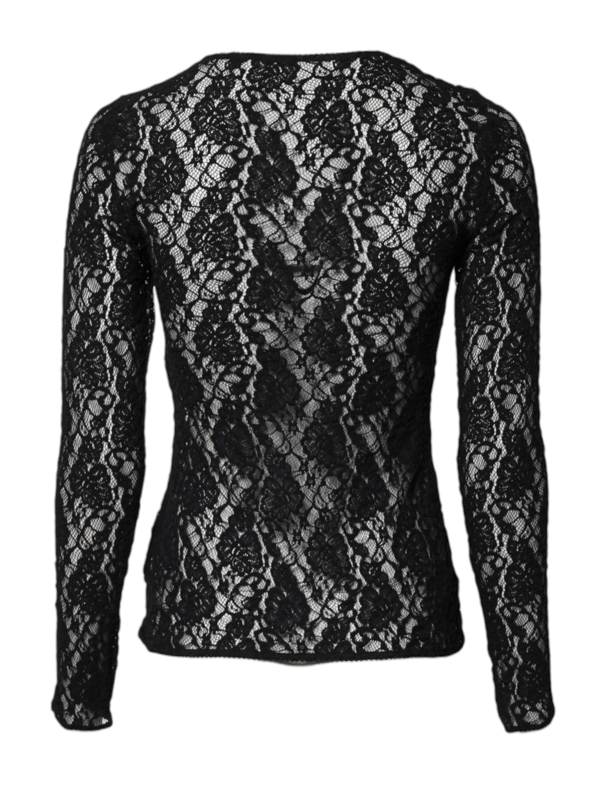 Dolce & Gabbana Black Floral Lace Long Sleeves Pullover Top -   -  Dolce & Gabbana. Dolce & Gabbana Black Floral Lace Long Sleeves Pullover Top -   -  Dolce & Gabbana.
