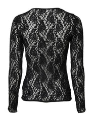 Dolce & Gabbana Black Floral Lace Long Sleeves Pullover Top -   -  Dolce & Gabbana.
