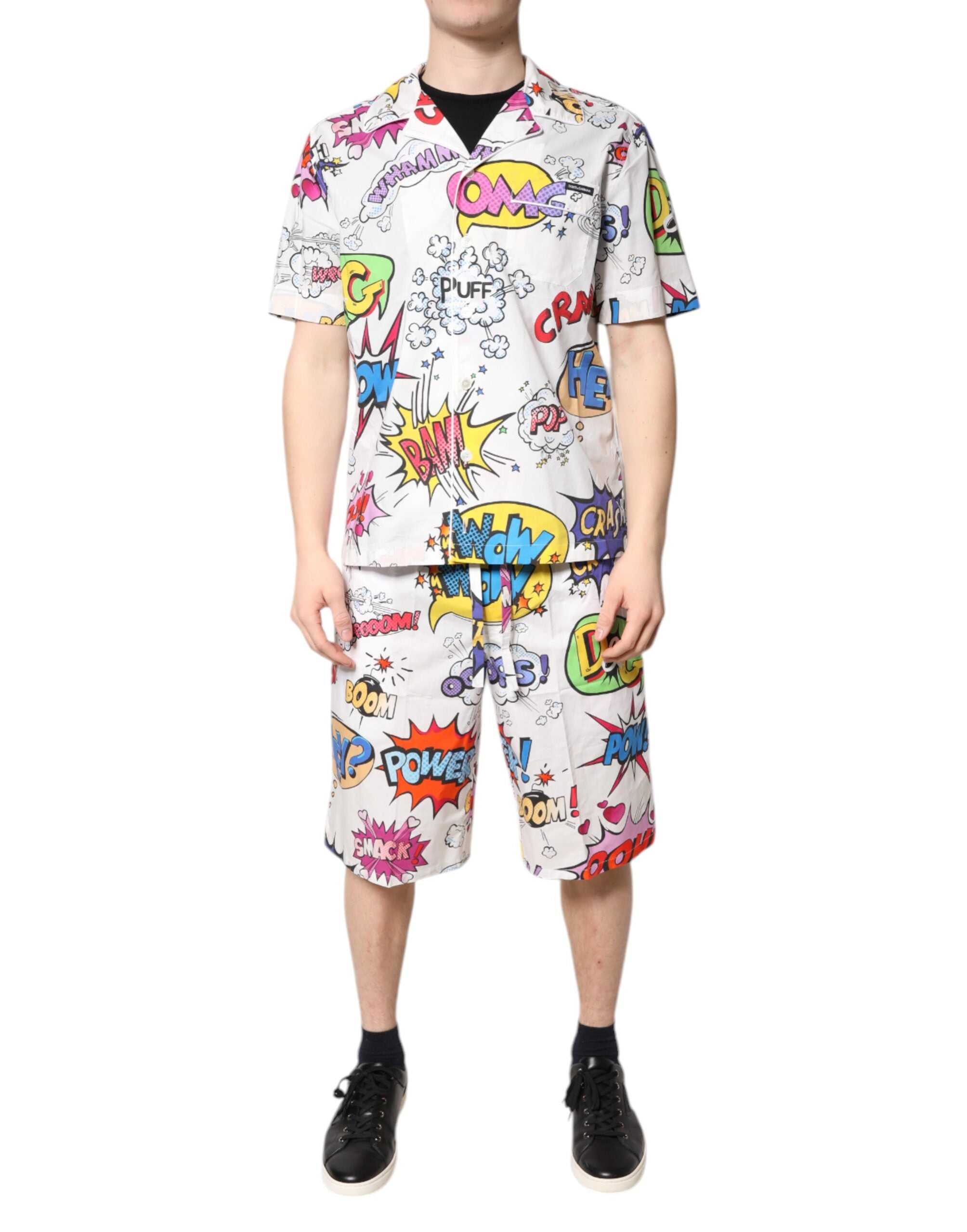 Dolce & Gabbana White Cartoon Print Cotton Men Pajama Set Sleepwear -   -  Dolce & Gabbana.