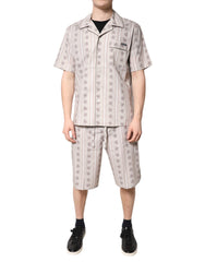 Dolce & Gabbana Beige Floral Print Cotton Men Pajama Set Sleepwear -   -  Dolce & Gabbana.