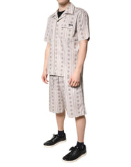 Dolce & Gabbana Beige Floral Print Cotton Men Pajama Set Sleepwear -   -  Dolce & Gabbana.