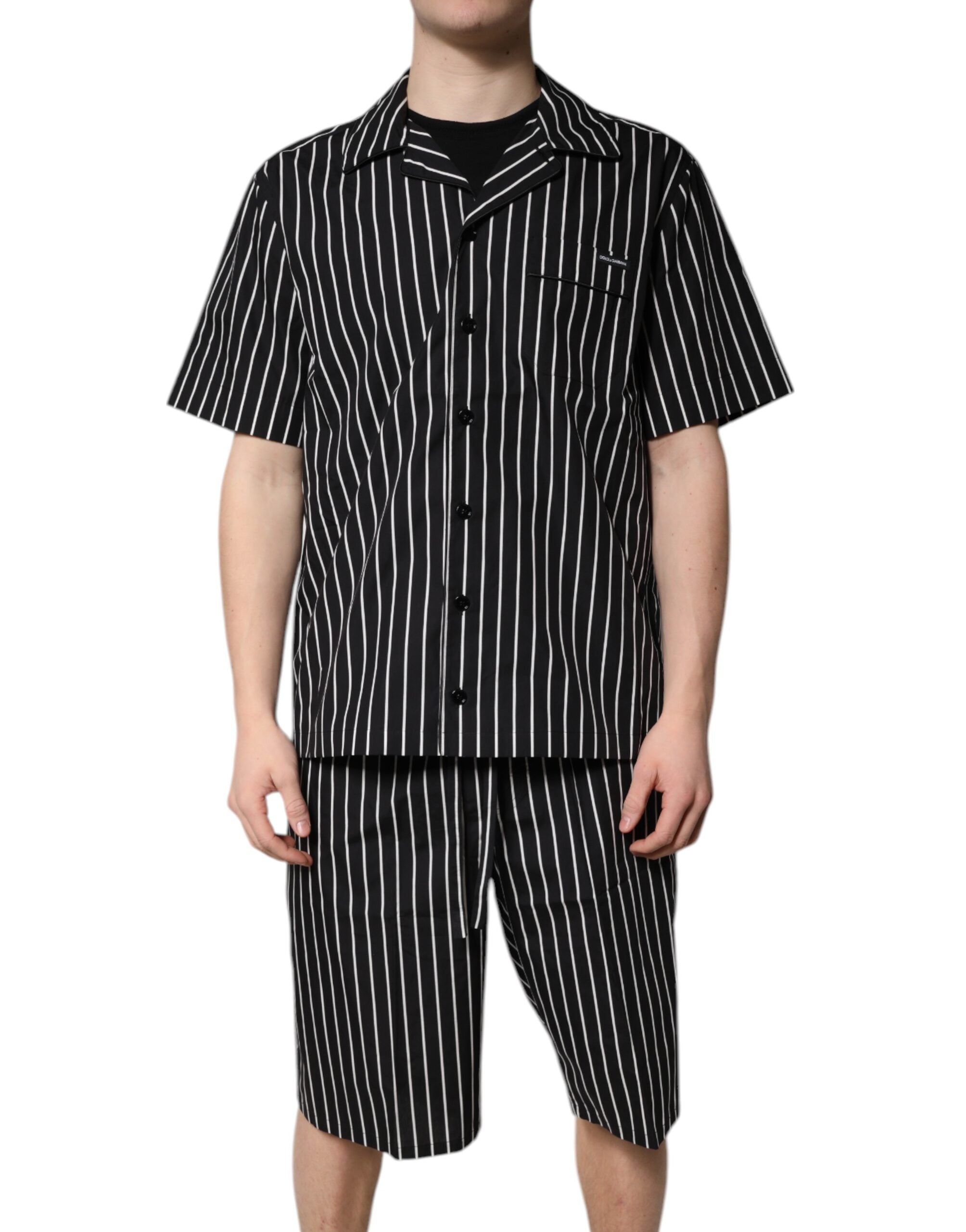 Dolce & Gabbana Black White Stripes Cotton Men Pajama Set Sleepwear -   -  Dolce & Gabbana.
