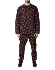 Dolce & Gabbana Black Floral Print Cotton Men Pajama Set Sleepwear -   -  Dolce & Gabbana.