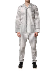Dolce & Gabbana White Black Stripes Cotton Men Pajama Set Sleepwear -   -  Dolce & Gabbana.