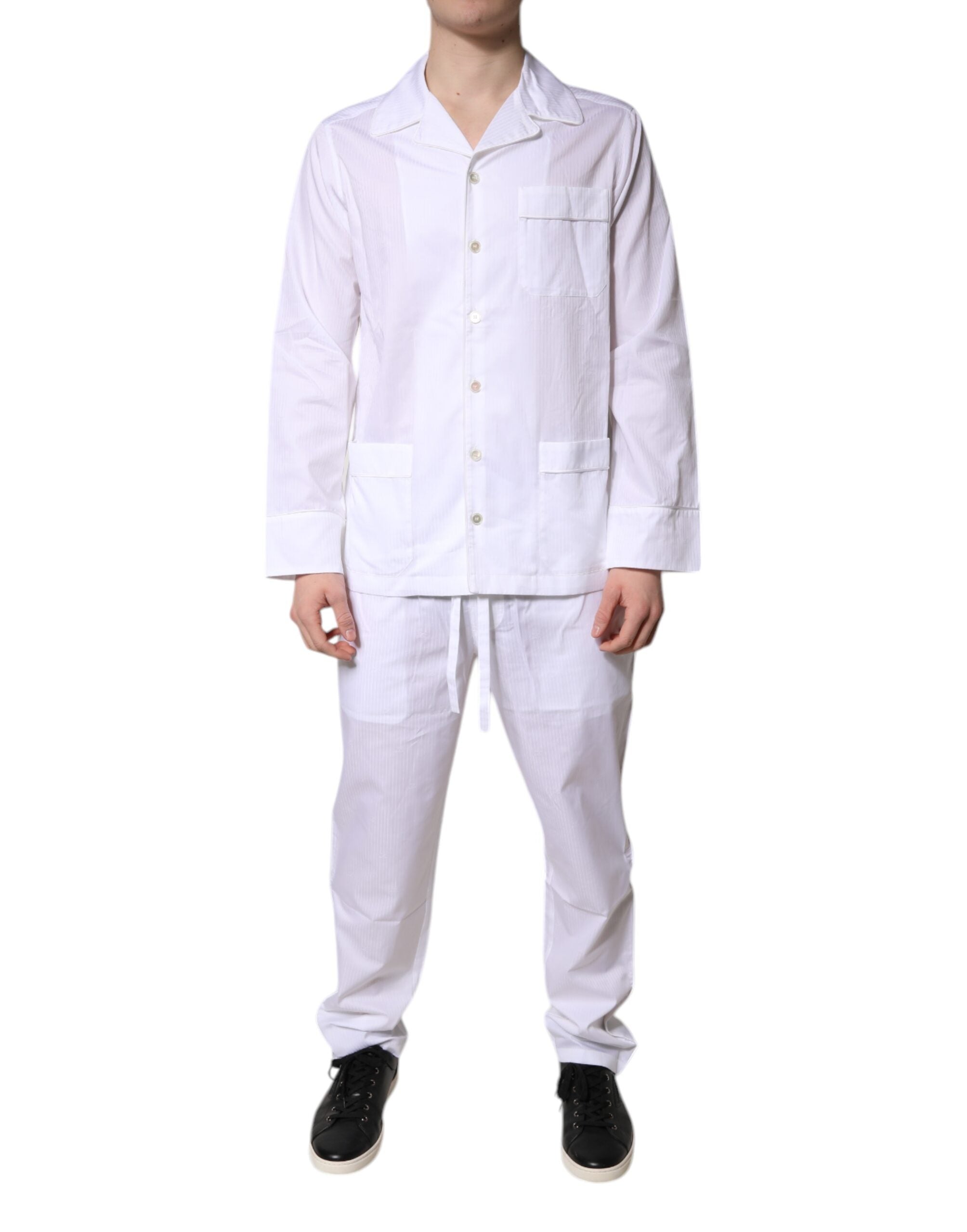 Dolce & Gabbana White Cotton Shirt Pants Pajama Set Sleepwear -   -  Dolce & Gabbana.