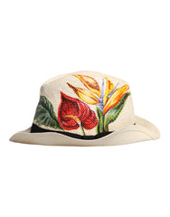 Dolce & Gabbana Beige Floral Print Straw Wide Brim Fedora Hat -   -  Dolce & Gabbana.