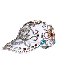 Dolce & Gabbana White Multicolor Crystal Embellish Baseball Cap -   -  Dolce & Gabbana.