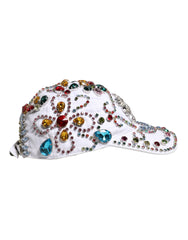 Dolce & Gabbana White Multicolor Crystal Embellish Baseball Cap -   -  Dolce & Gabbana.