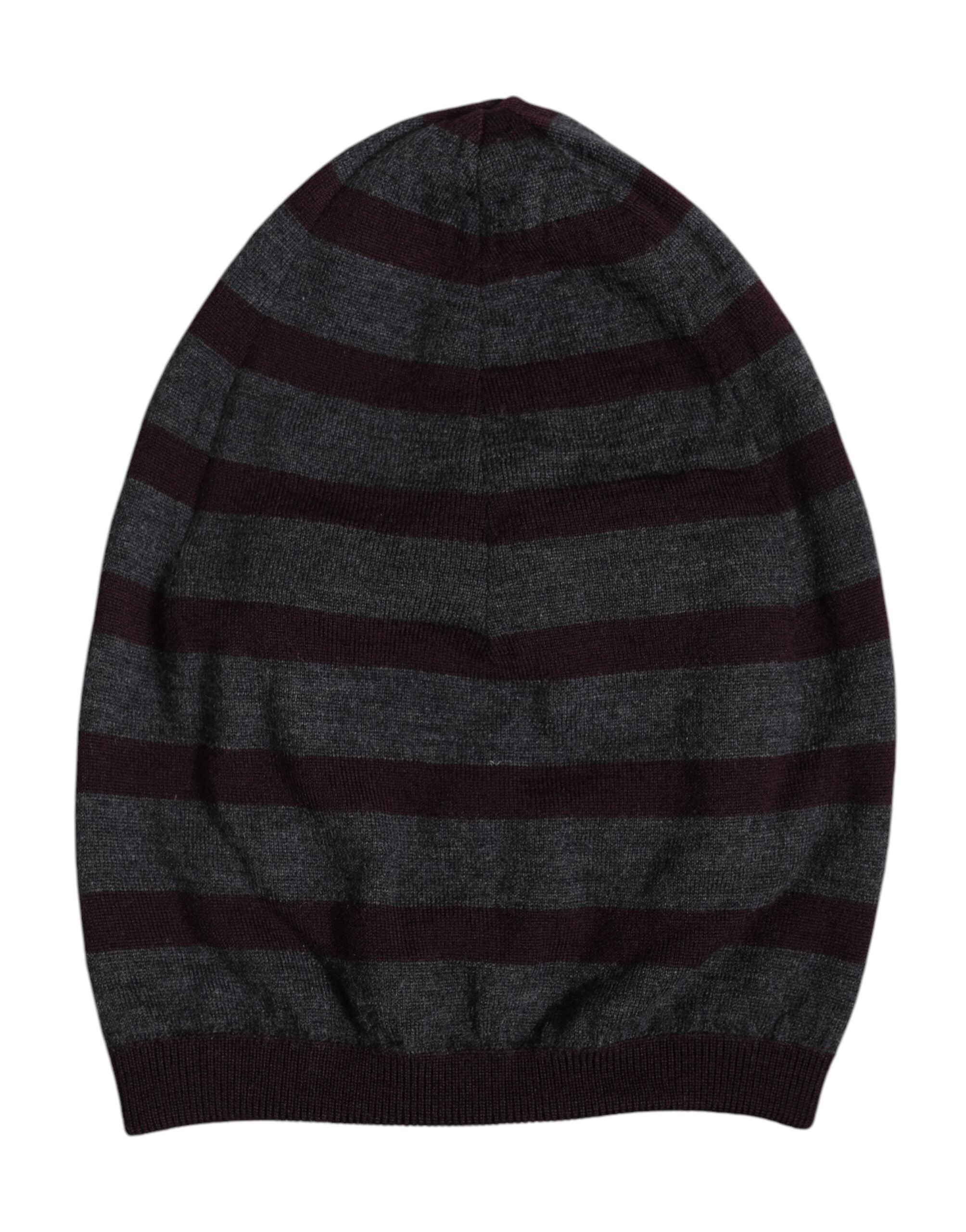 Dolce & Gabbana Gray Striped Wool Knitted Winter Beanie Hat -   -  Dolce & Gabbana. Dolce & Gabbana Gray Striped Wool Knitted Winter Beanie Hat -   -  Dolce & Gabbana.