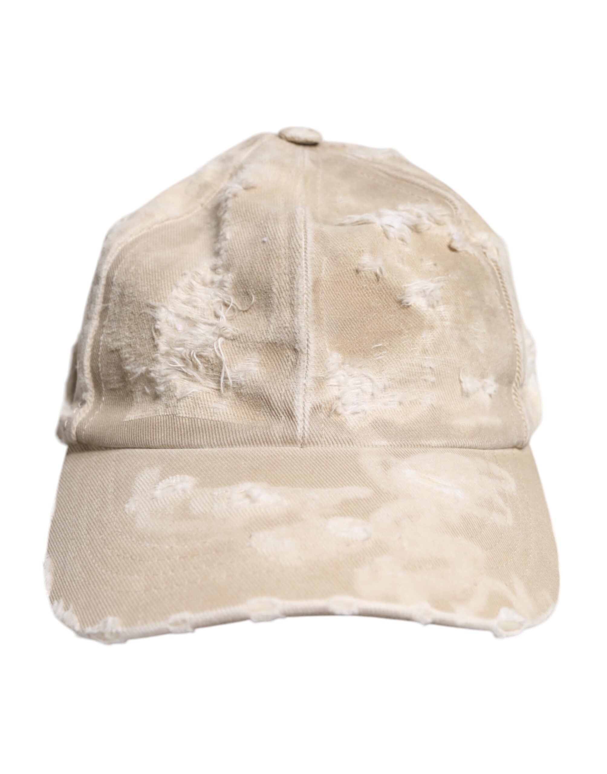 Dolce & Gabbana Beige Tattered Cotton 6 Panels Baseball Cap -   -  Dolce & Gabbana.