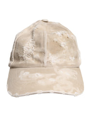 Dolce & Gabbana Beige Tattered Cotton 6 Panels Baseball Cap -   -  Dolce & Gabbana.