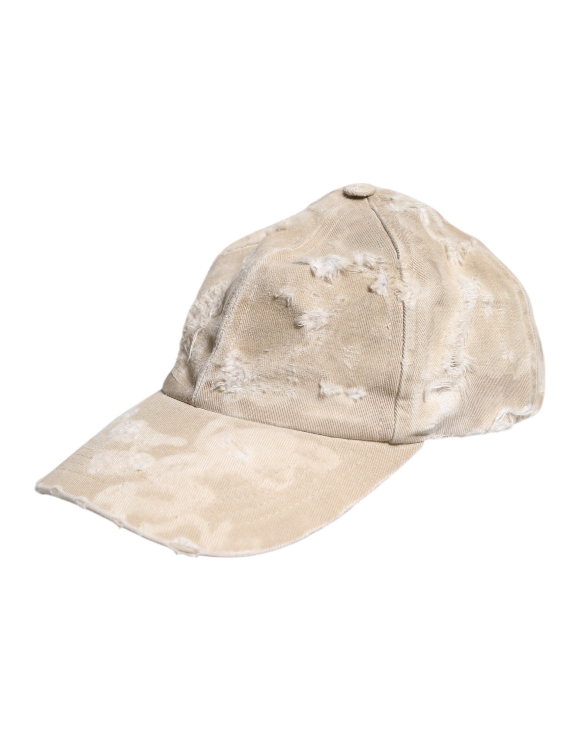 Dolce & Gabbana Beige Tattered Cotton 6 Panels Baseball Cap -   -  Dolce & Gabbana. Dolce & Gabbana Beige Tattered Cotton 6 Panels Baseball Cap -   -  Dolce & Gabbana.