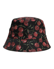 Dolce & Gabbana Black Cotton Printed Wide Brim Bucket Hat -   -  Dolce & Gabbana.