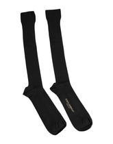 Dolce & Gabbana Black Viscose Logo Over The Calf Socks -   -  Dolce & Gabbana.