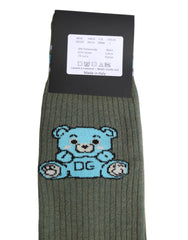Dolce & Gabbana Gray Cotton DG Bear Mid Calf Socks -   -  Dolce & Gabbana.