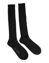 Dolce & Gabbana Black DG Logo Print Over The Calf Socks -   -  Dolce & Gabbana.