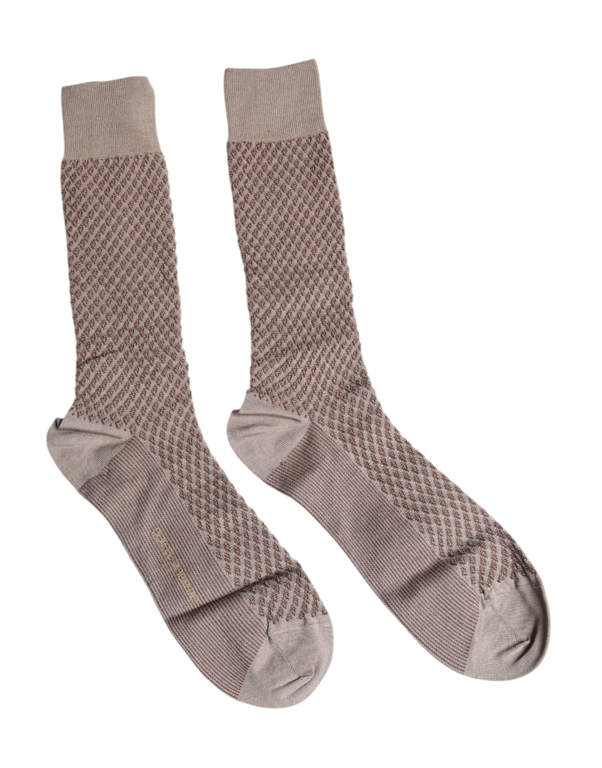 Dolce & Gabbana Brown Solid DG Logo Mid Calf Men Socks -   -  Dolce & Gabbana.