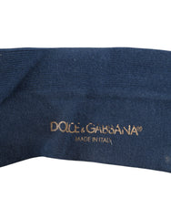 Dolce & Gabbana Blue Cotton DG Logo Over The Calf Socks - - Dolce & Gabbana.