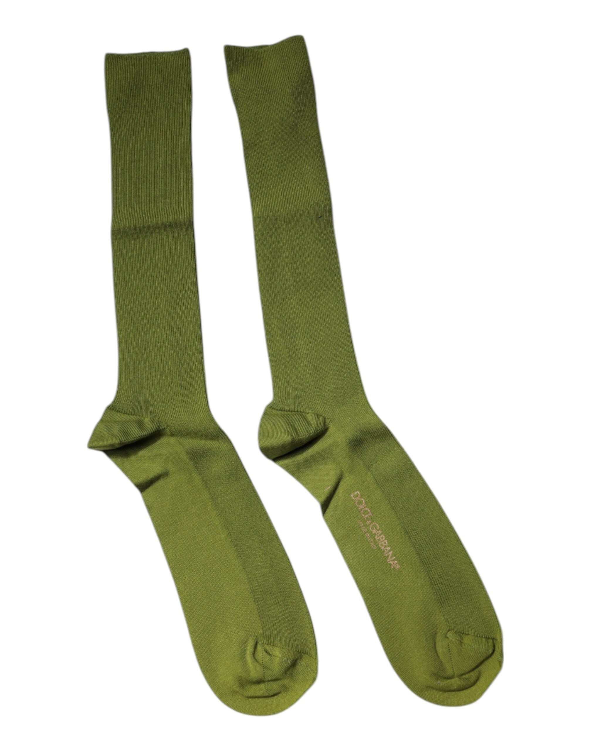Dolce & Gabbana Green Cotton Logo Over The Calf Socks -   -  Dolce & Gabbana.