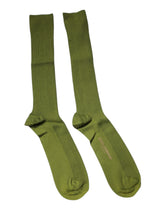 Dolce & Gabbana Green Cotton Logo Over The Calf Socks -   -  Dolce & Gabbana.