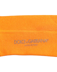 Dolce & Gabbana Orange Cotton Logo Over The Calf Socks -   -  Dolce & Gabbana.