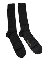 Dolce & Gabbana Black Stretch Logo Mid Calf Men Socks -   -  Dolce & Gabbana.