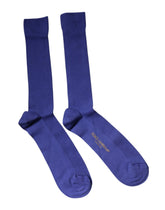 Dolce & Gabbana Purple Cotton Logo Over The Calf Socks -   -  Dolce & Gabbana.