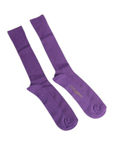 Dolce & Gabbana Purple Cotton Logo Over The Calf Socks -   -  Dolce & Gabbana.