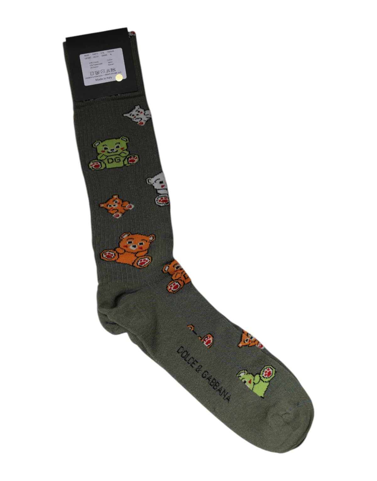 Dolce & Gabbana Green Nylon DG Bear Printed Mid Calf Socks -   -  Dolce & Gabbana.