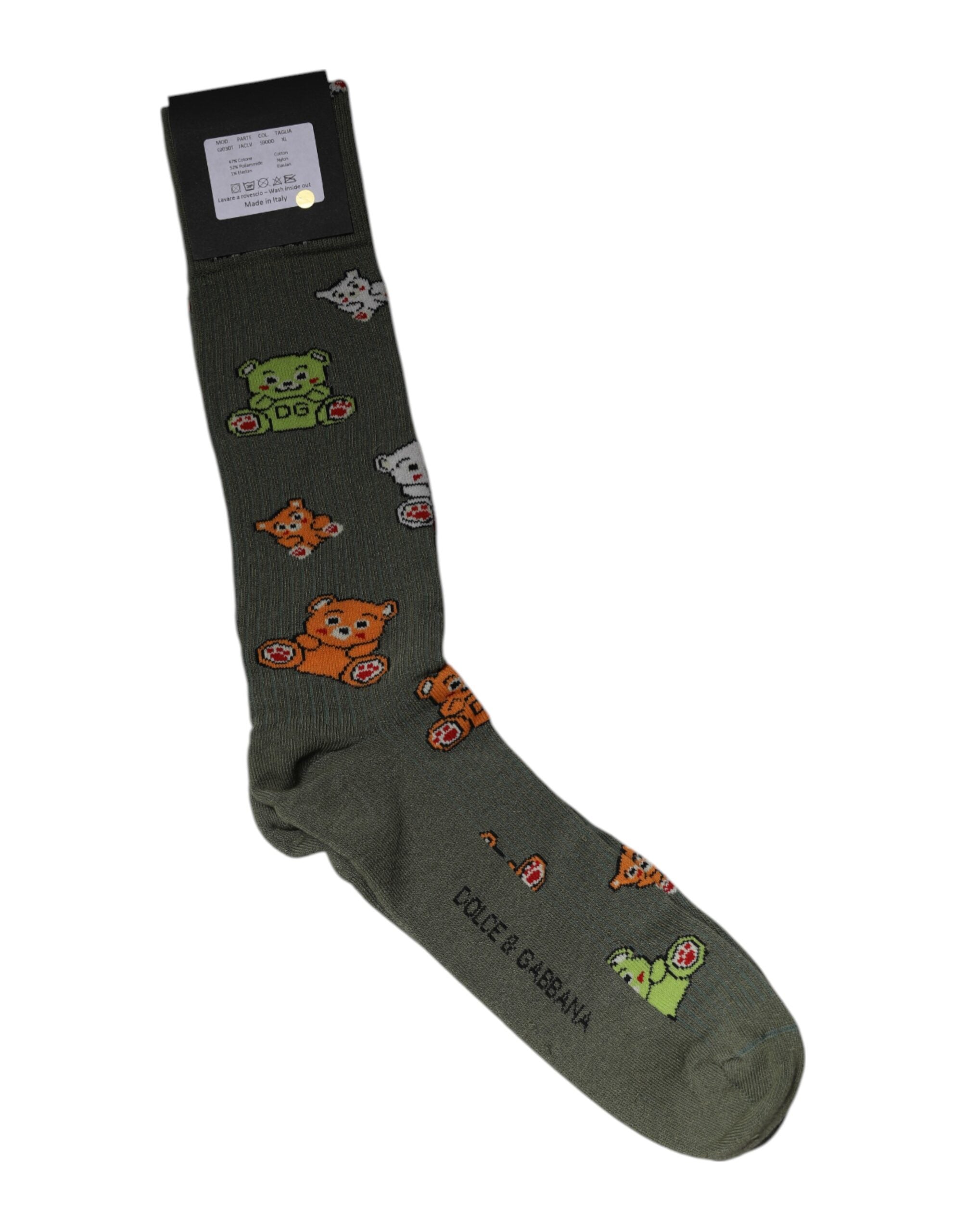 Dolce & Gabbana Green Nylon DG Bear Printed Mid Calf Socks -   -  Dolce & Gabbana. Dolce & Gabbana Green Nylon DG Bear Printed Mid Calf Socks -   -  Dolce & Gabbana.