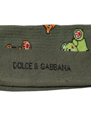 Dolce & Gabbana Green Nylon DG Bear Printed Mid Calf Socks -   -  Dolce & Gabbana.