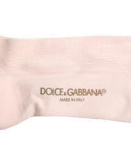 Dolce & Gabbana Ivory Cotton Stretch Logo Over Calf Socks -   -  Dolce & Gabbana.