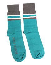 Dolce & Gabbana Green Gray Stretch DG Logo Mid Calf Socks -   -  Dolce & Gabbana.