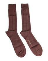 Dolce & Gabbana Brown Stretch Logo Print Mid Calf Socks -   -  Dolce & Gabbana.