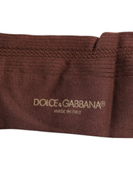 Dolce & Gabbana Brown Stretch Logo Print Mid Calf Socks -   -  Dolce & Gabbana.