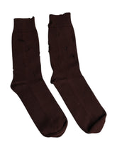 Dolce & Gabbana Brown Solid Cotton Stretch Mid Calf Socks -   -  Dolce & Gabbana.