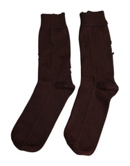 Dolce & Gabbana Brown Solid Cotton Stretch Mid Calf Socks - - Dolce & Gabbana.