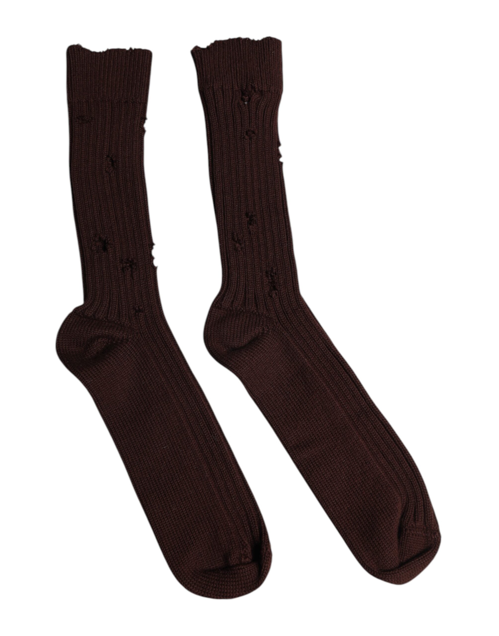 Dolce & Gabbana Brown Cotton Stretch Over The Calf Socks -   -  Dolce & Gabbana.