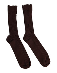 Dolce & Gabbana Brown Cotton Stretch Over The Calf Socks -   -  Dolce & Gabbana.