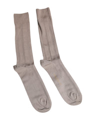 Dolce & Gabbana Brown Cotton Stretch Logo Over Calf Socks -   -  Dolce & Gabbana.