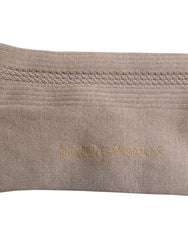 Dolce & Gabbana Brown Cotton Stretch Logo Over Calf Socks -   -  Dolce & Gabbana.