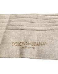 Dolce & Gabbana Beige Cotton Stretch Logo Mid Calf Socks -   -  Dolce & Gabbana.