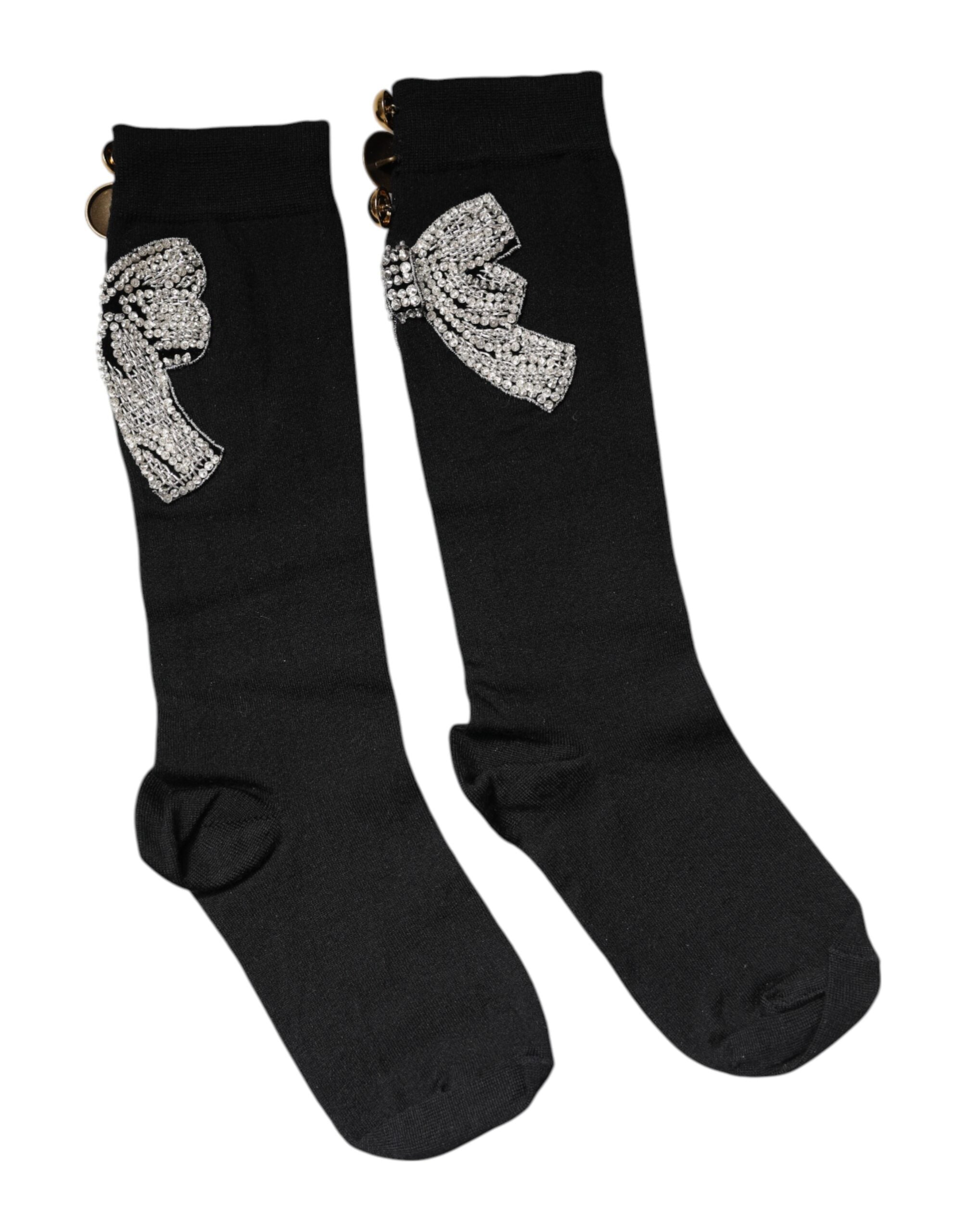Dolce & Gabbana Black Knit Floral Crystal Embellishment Socks -   -  Dolce & Gabbana. Dolce & Gabbana Black Knit Floral Crystal Embellishment Socks -   -  Dolce & Gabbana.