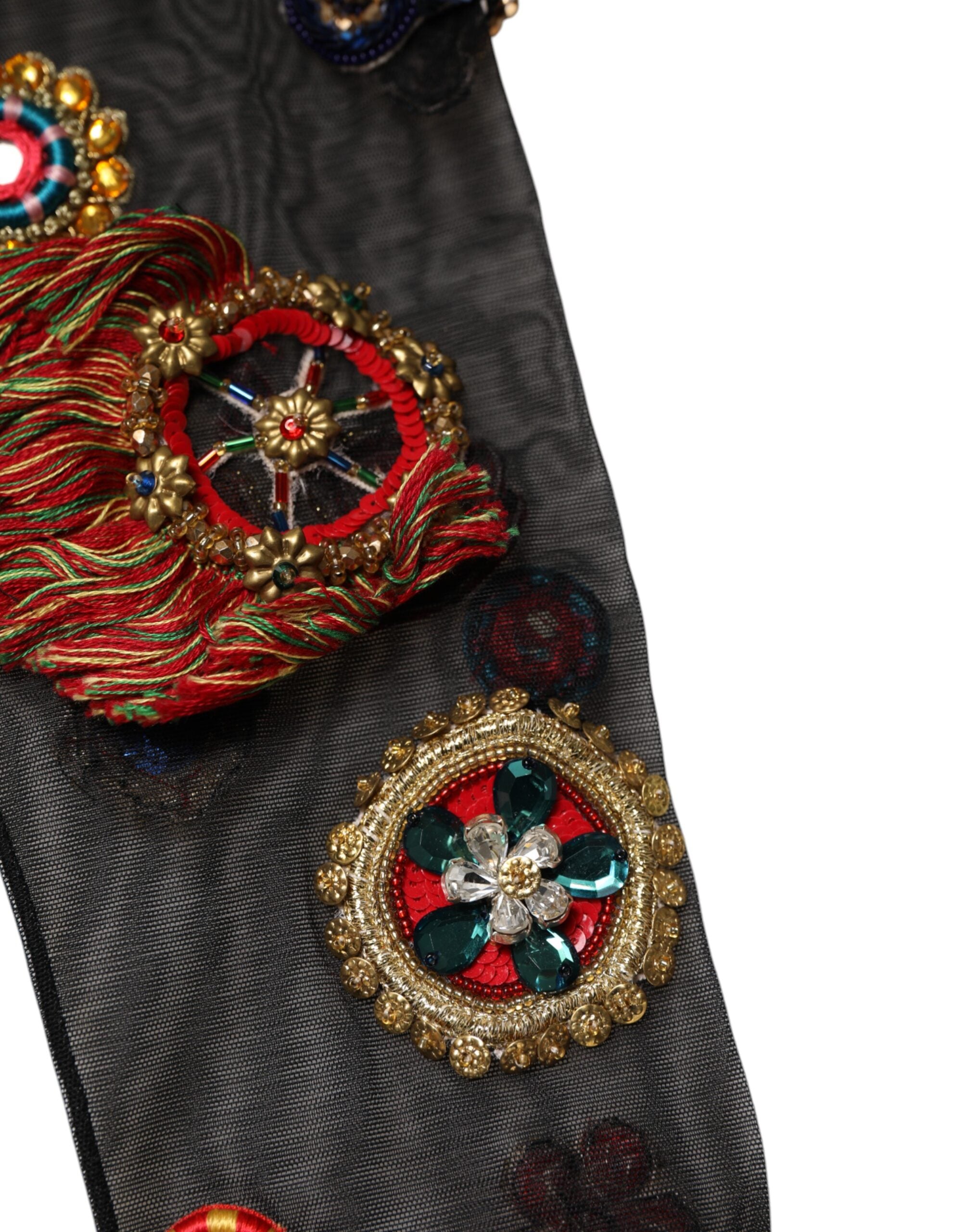 Dolce & Gabbana Black Stretch Carretto Crystal Stockings Socks -   -  Dolce & Gabbana. Dolce & Gabbana Black Stretch Carretto Crystal Stockings Socks -   -  Dolce & Gabbana.