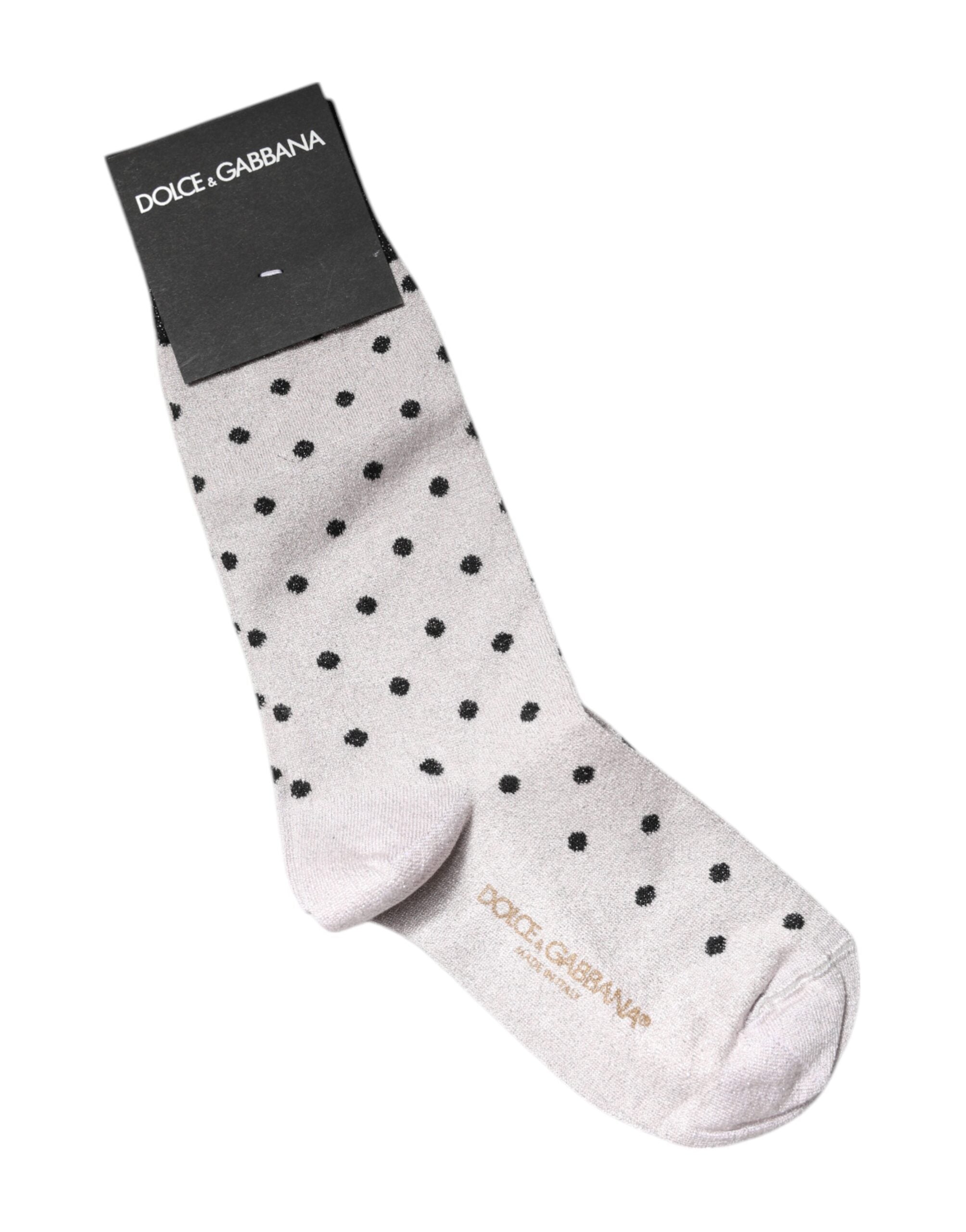 Dolce & Gabbana Gray Viscose Stretch Dotted Socks -   -  Dolce & Gabbana.